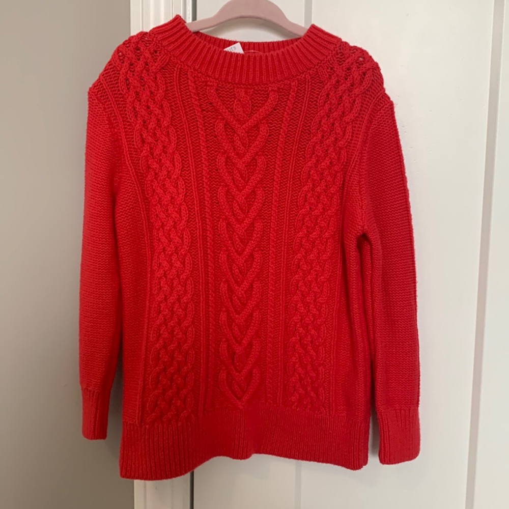 Jcrew Crewcuts red cable-knit sweater size 4-5